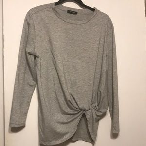 Botanique Long Sleeve Grey Front Knot Top